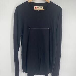 Iro-Ochi Top Men’s Medium Black Zipper Details Streetwear Cotton Grunge Goth